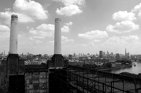 Battersea Power Station  - View of London B&W